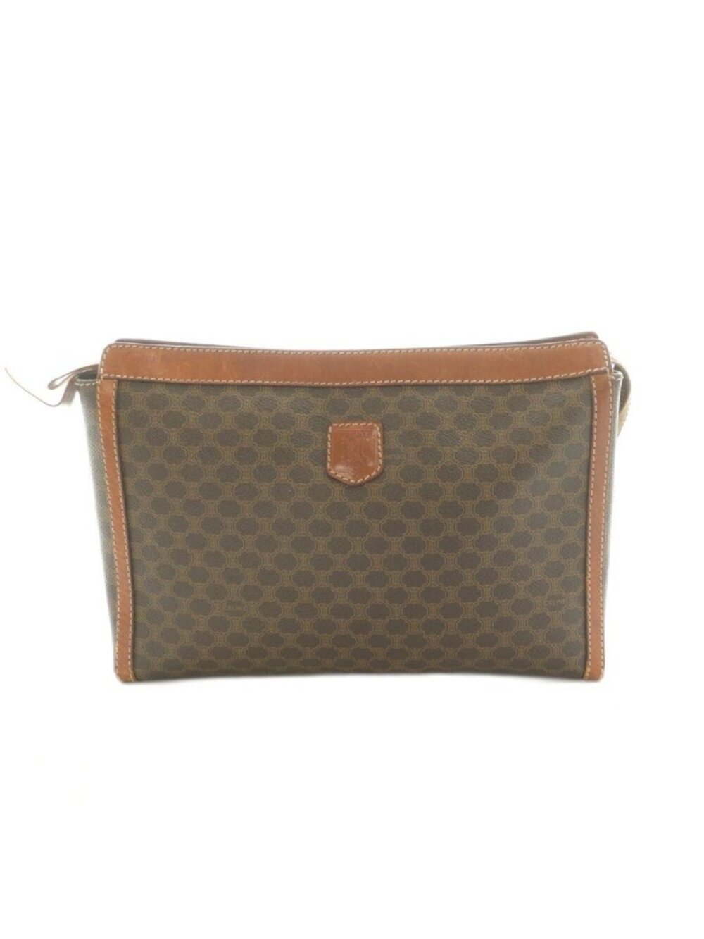 Celine Clutch Leather Macadam Pattern Brown - Picture 1 of 8